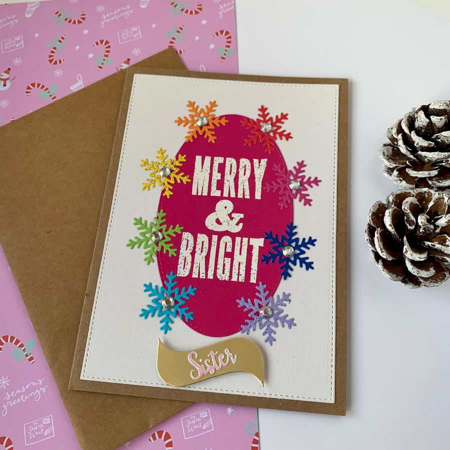 Handmade Merry Christmas Sister Card