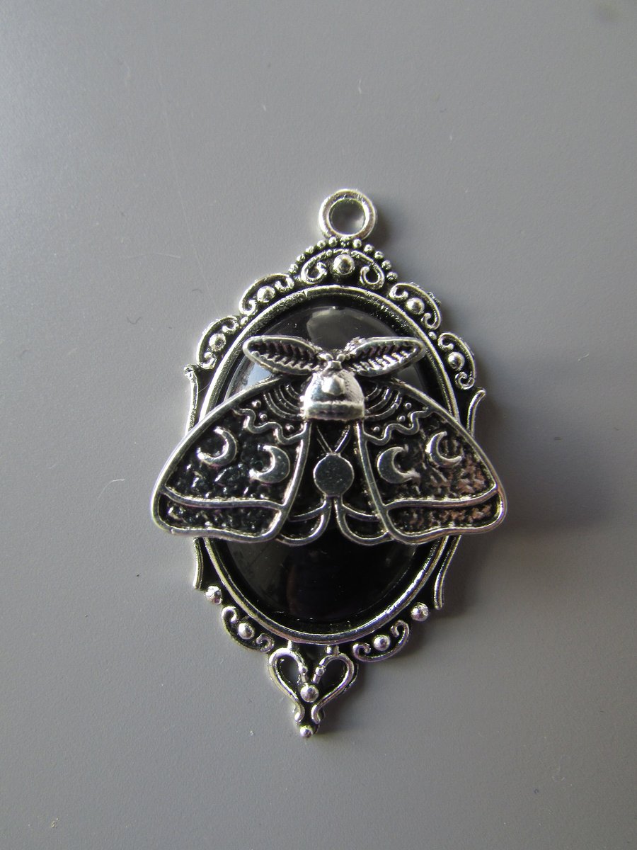 Moth Cameo Tibetan silver Jewellery Charm LARP Steampunk