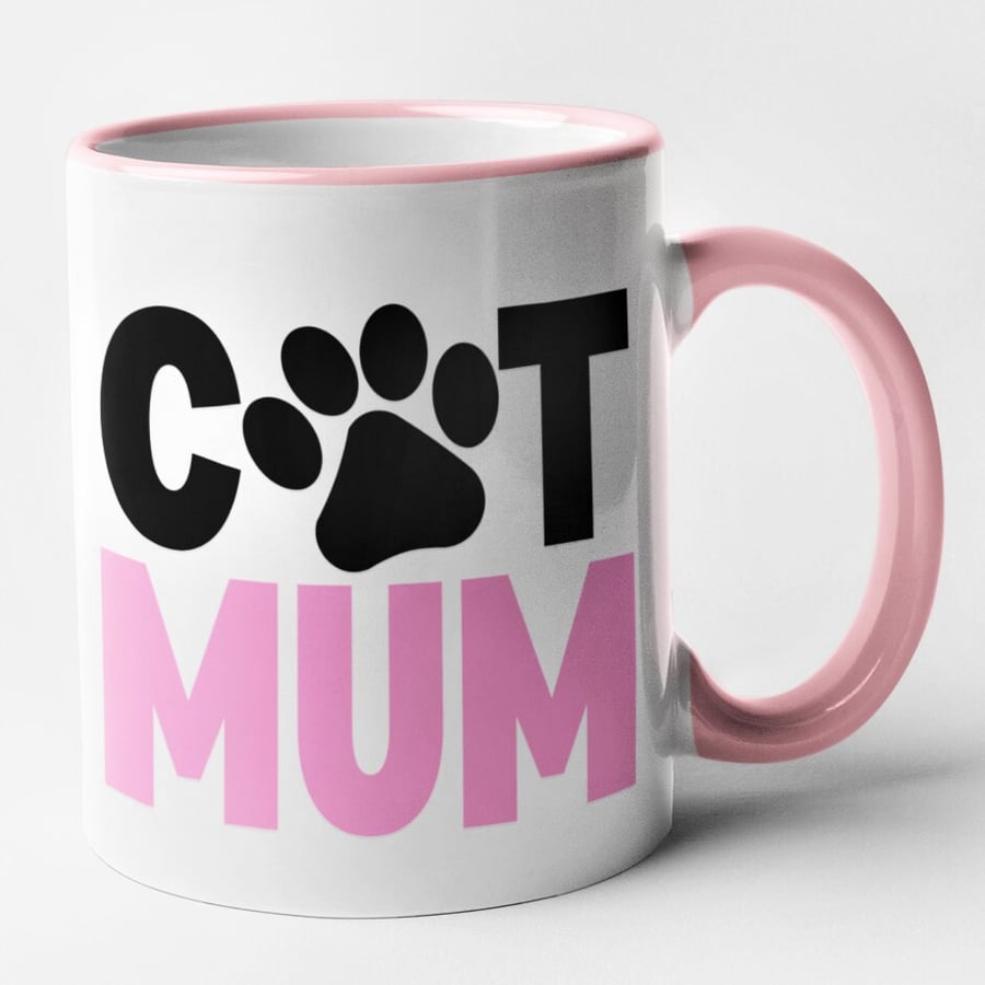 Cat Mum Mug Paw Print Cute Mum Animal Pet Lover Birthday Christmas Gift