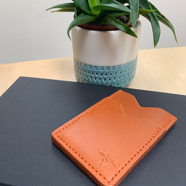 Leather card holder wallet tan - Father’s Day gift