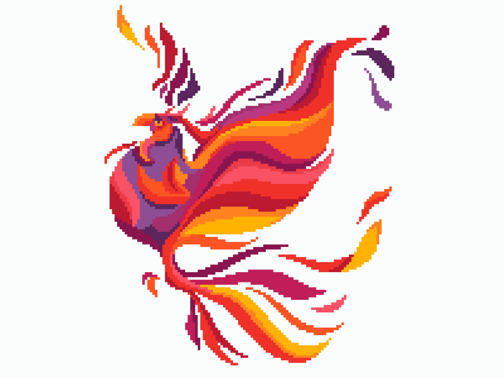 183 - Phoenix Flaming fire bird Eagle Fawkes wings open born from the ashes 