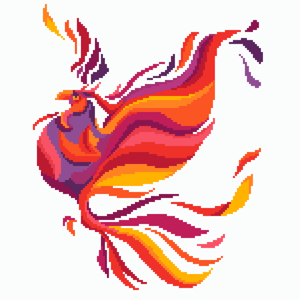 183 - Phoenix Flaming fire bird Eagle Fawkes wings open born from the ashes 