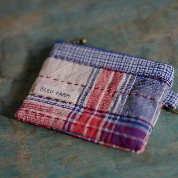 Vintage Fabric Mini Wallet Coin Purse Card Pouch Handmade Zipper Pouch 