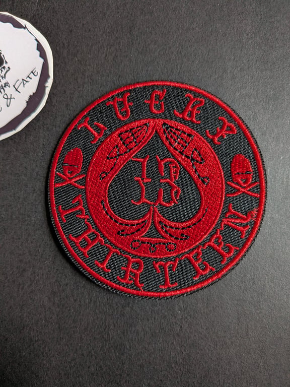 Lucky 13 spade - Embroidered Iron on Patch