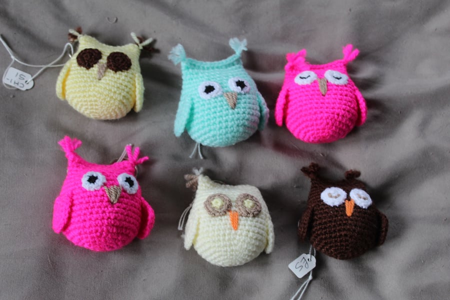 Crochet owl keyrings