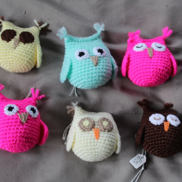 Crochet owl keyrings