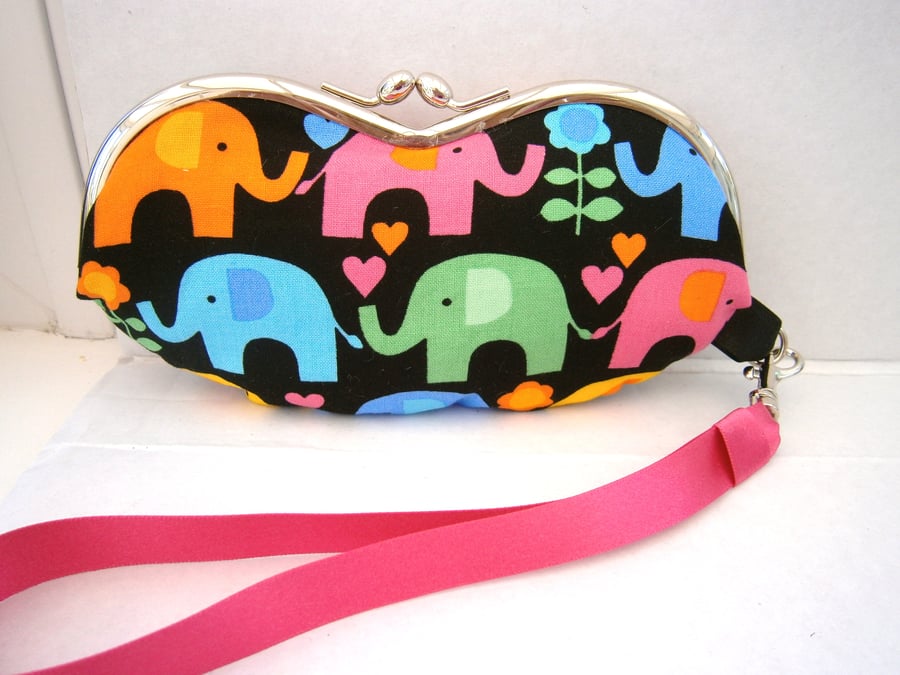 Colourful Elephants Wristlet Glasses Case