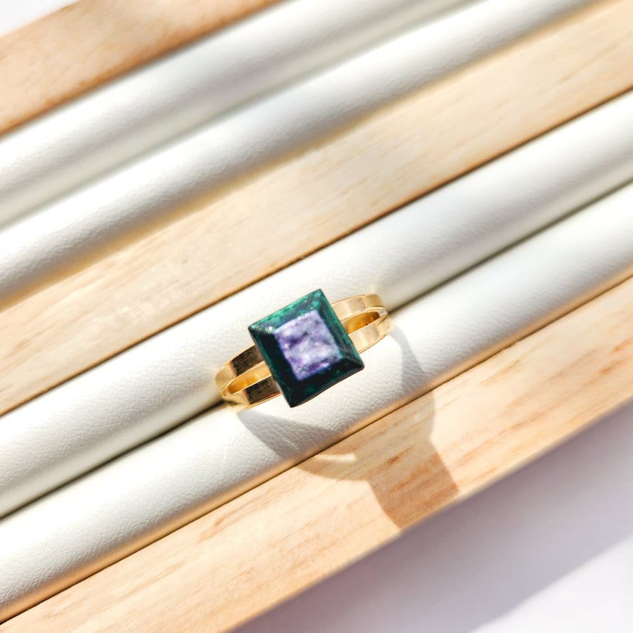 Geometric Watercolour Adjustable Ring