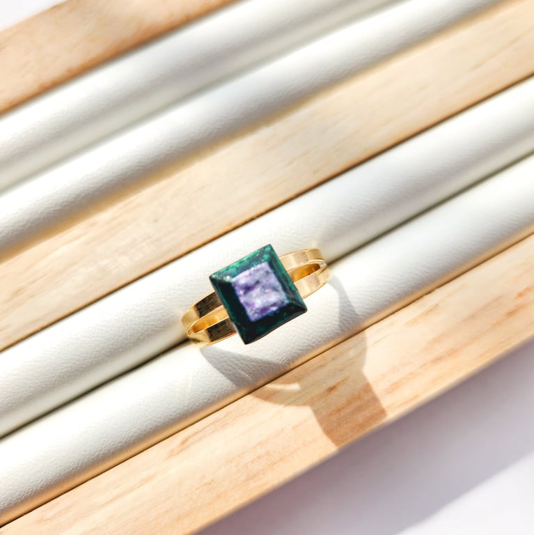 Geometric Watercolour Adjustable Ring