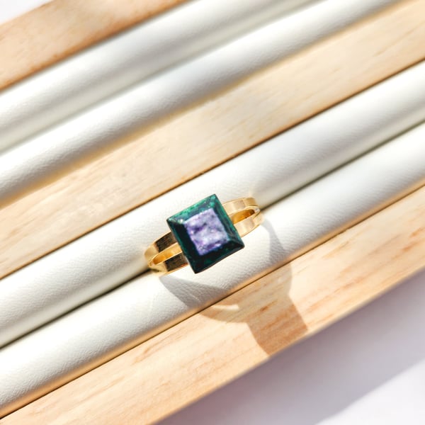Geometric Watercolour Adjustable Ring