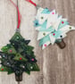 Handmade Fused Glass 3D Christmas Tree Hanging Decoration - Festive Gift - Image 3