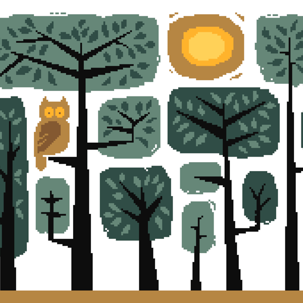 006A Cross Stitch Pattern Scandinavian Folk Art Owl in Enchanted Forest Day
