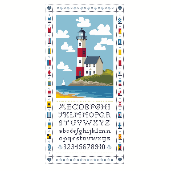 236B - Lighthouse Alphabet Sampler Cross Stitch Pattern: Maritime Signal Flags