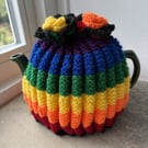 Rainbow (reverse colour order) tea pot cosy