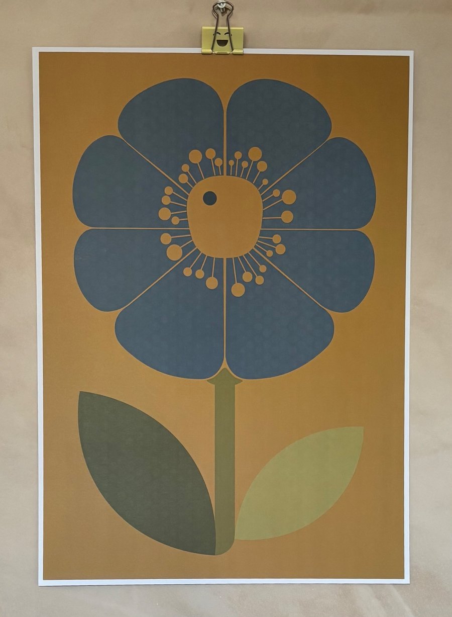 Mid Century Daisy Print A3
