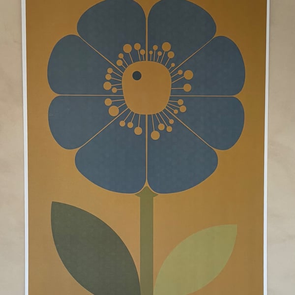 Mid Century Daisy Print A3