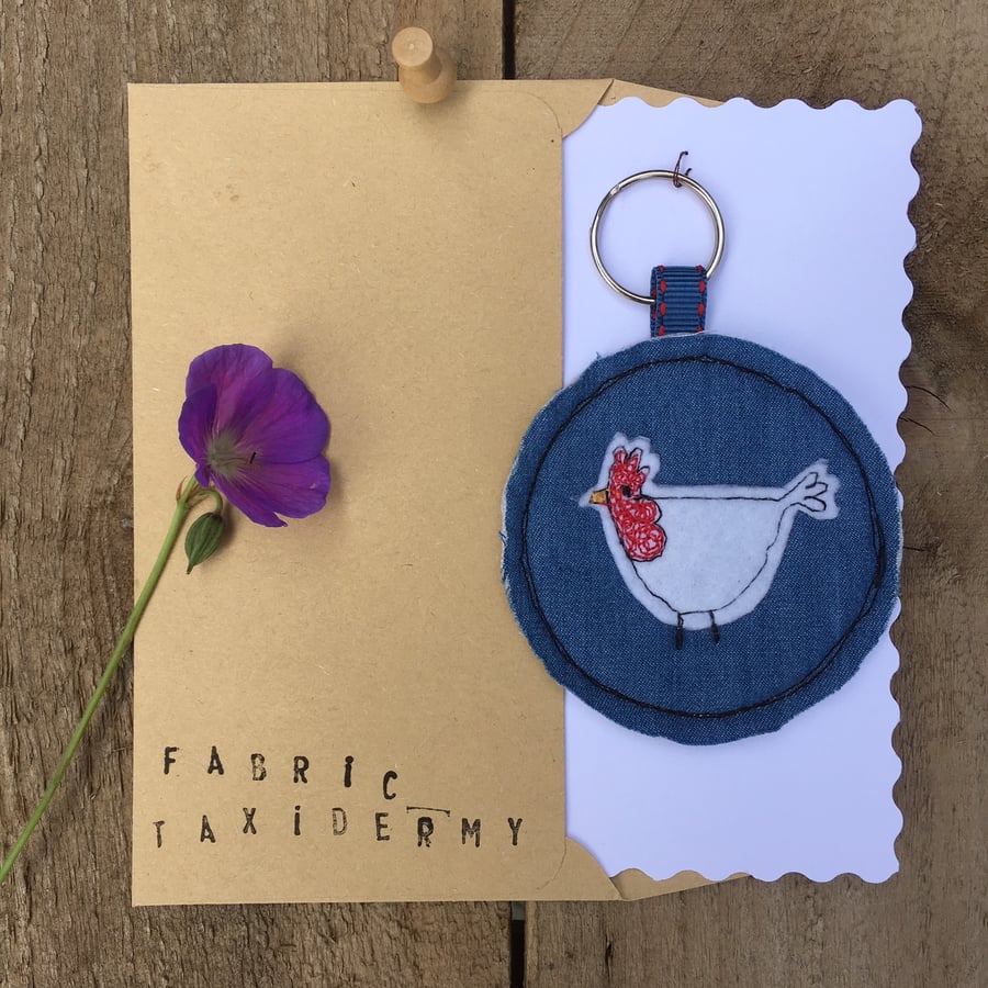 Fabric Chicken Keyring