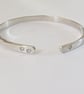 Heart Bangle, Recycled Sterling Silver, Hand Stamped - Image 1