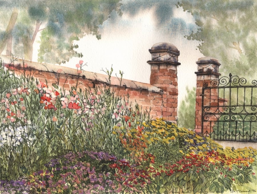 Flower Border, Moseley Old Hall - ORIGINAL PAINTING