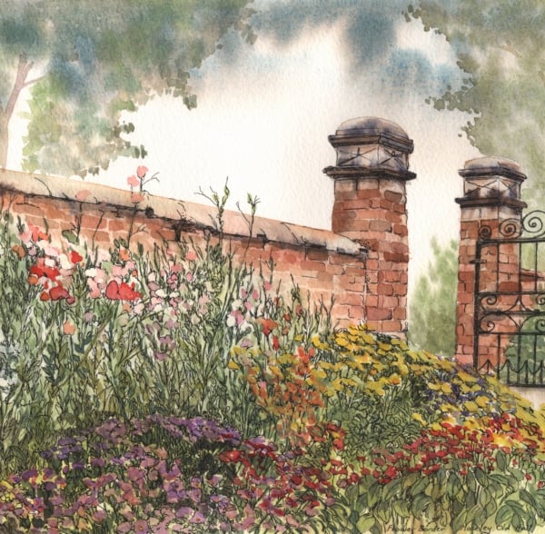 Flower Border, Moseley Old Hall - ORIGINAL PAINTING