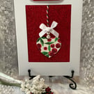Holly & Berry Heart Bauble Christmas Card