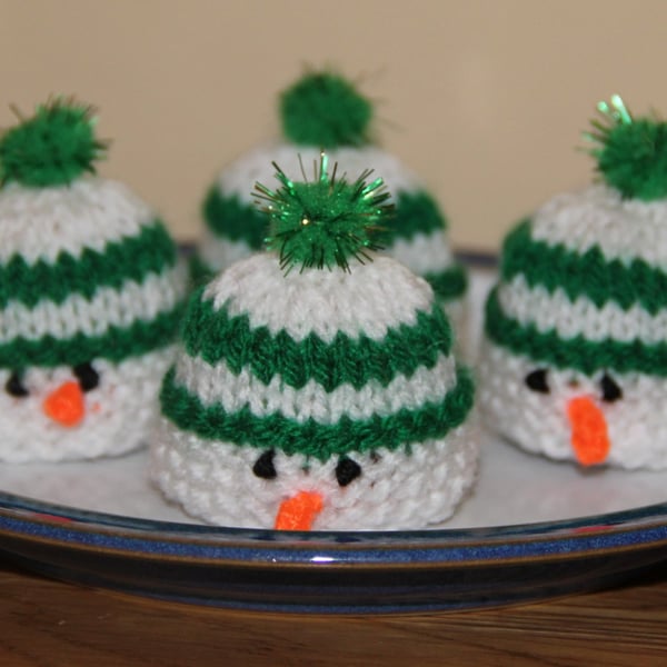 Hand Knitted Festive Snowman Sweetie Holder