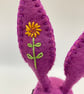 Raspberry Bunny the Little Hand Embroidered Felt Rabbit  - Image 9
