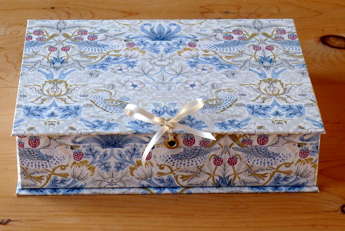 William Morris Box File in Strawberry Thief Petite Linen - Home Office Storage