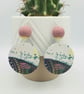 Sterling silver fish hook, large dangly wooden earrings, multicoloured  - Image 3