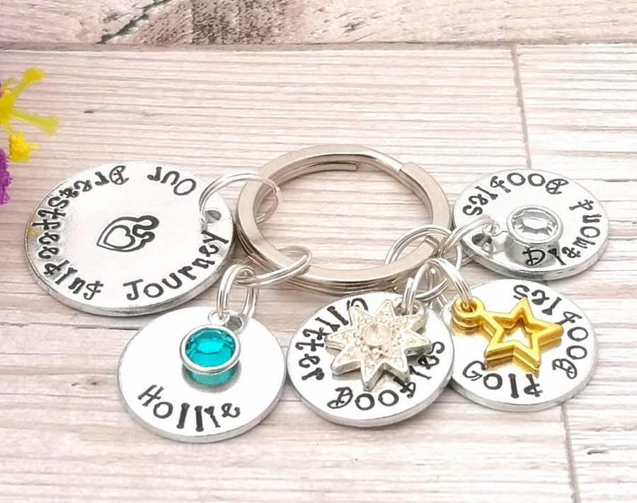 Personalised Breastfeeding Keepsake Keyring - New Mum - Baby Name - Milestone