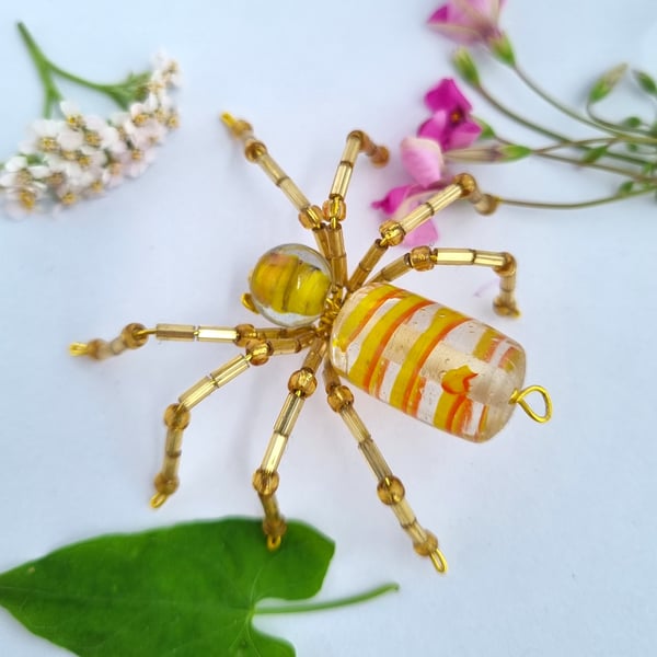 Hanging Glass Beaded Spider Decor