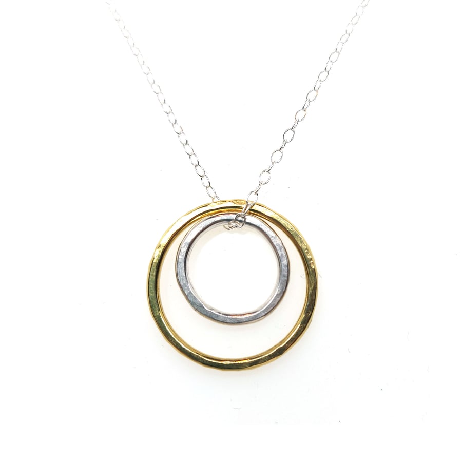 Silver & gold double circle pendant