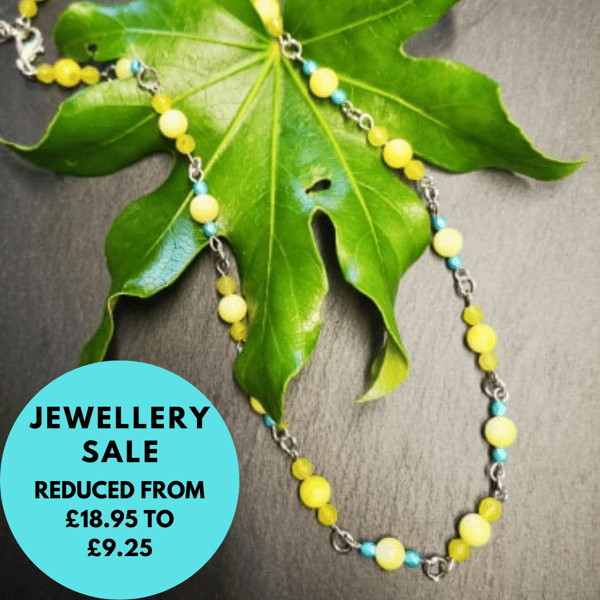 SALE  - Beaded Yellow gemstone necklace