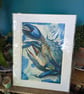 Blue Crab Fine Art Print, A4 Mounted, Coastal Food Art, Contemporary Watercolour - Image 3