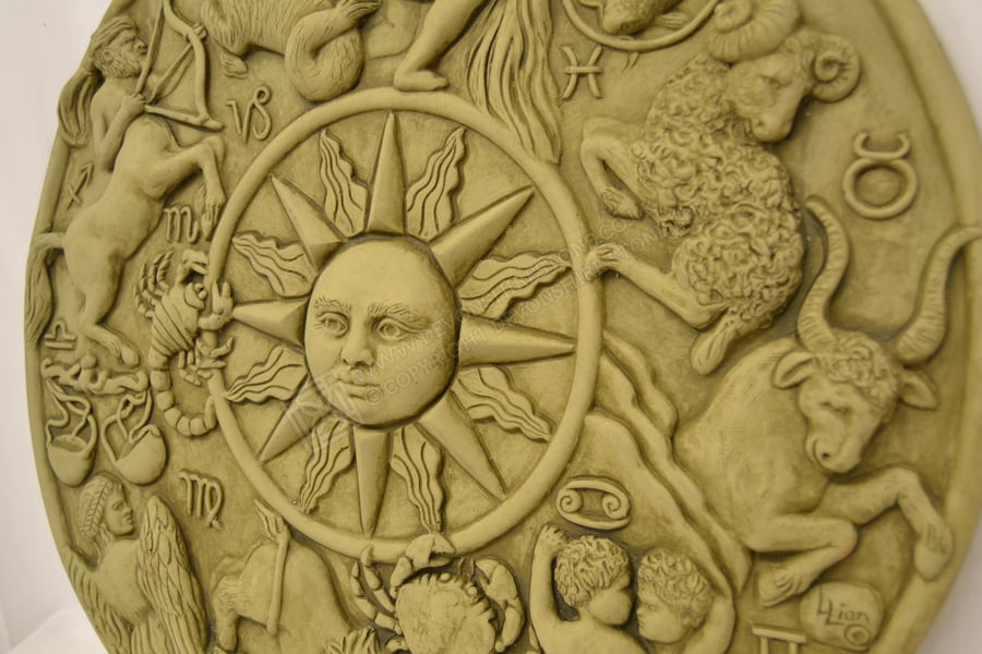 Zodiac Astrology Wall Plaque Stone Garden Ornament