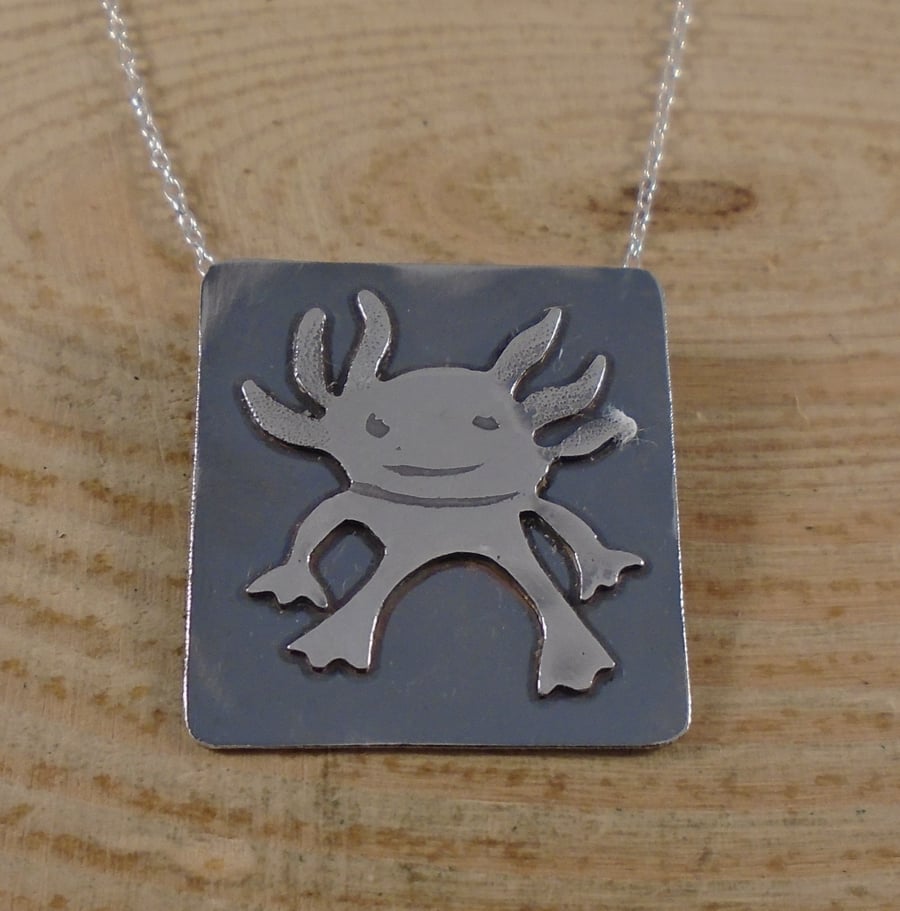 Sterling Silver Axolotl Necklace