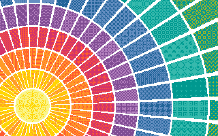 127B - Cross stitch pattern Pale version Rainbow Sun Zentangle patterns Sampler