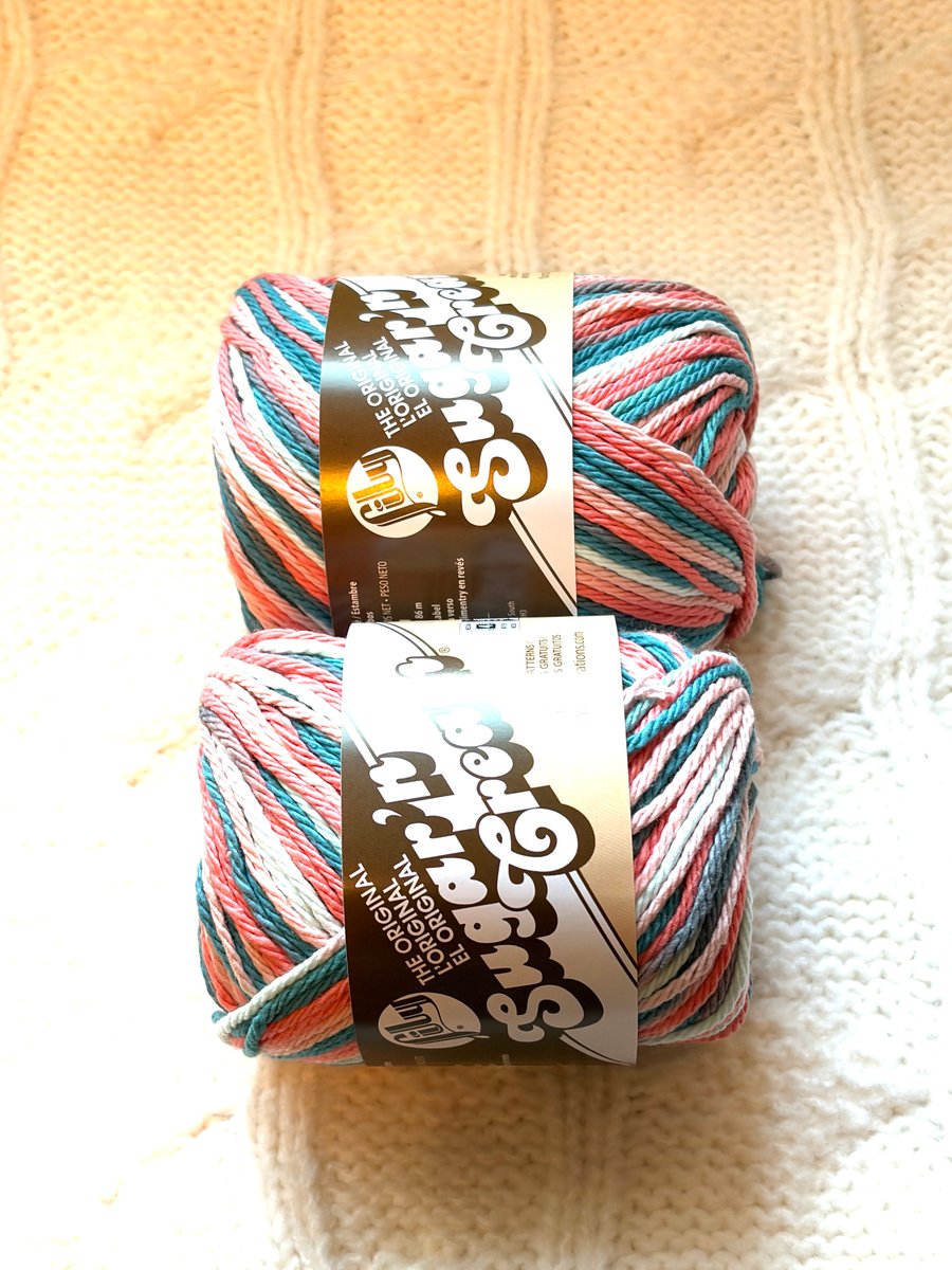 2 balls x 56.7g Lily Sugar 'n Cream Yarn - Coral Seas Ombre 100% Cotton