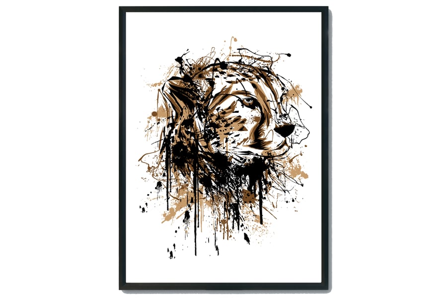 Cheetah watercolour print, cheetah illustration print, cheetah wall art