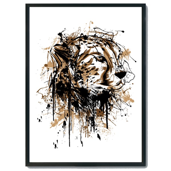 Cheetah watercolour print, cheetah illustration print, cheetah wall art