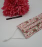 Face mask,  small, 3 layer, adjustable, washable in pink and white flowers.  - Image 3