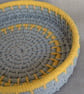 Handmade Coiled Macramé Basket - Grey & Ochre Decorative Basket - Image 5