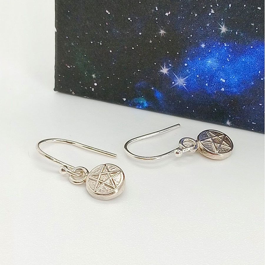 Pentacle charm earrings sterling silver 