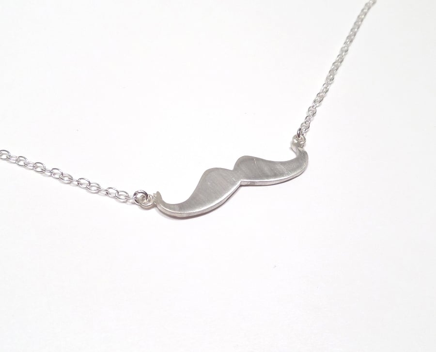 Silver Moustache Necklace