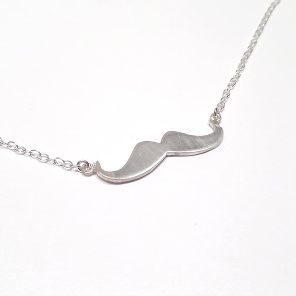 Silver Moustache Necklace