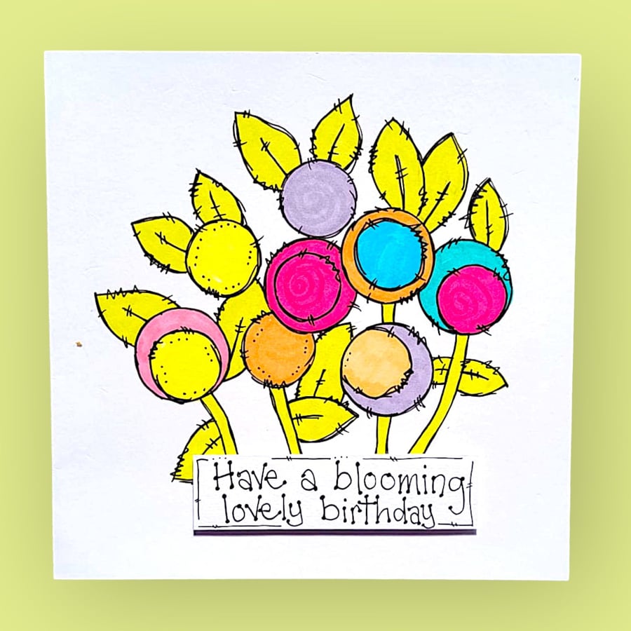 Whimsical flowers card