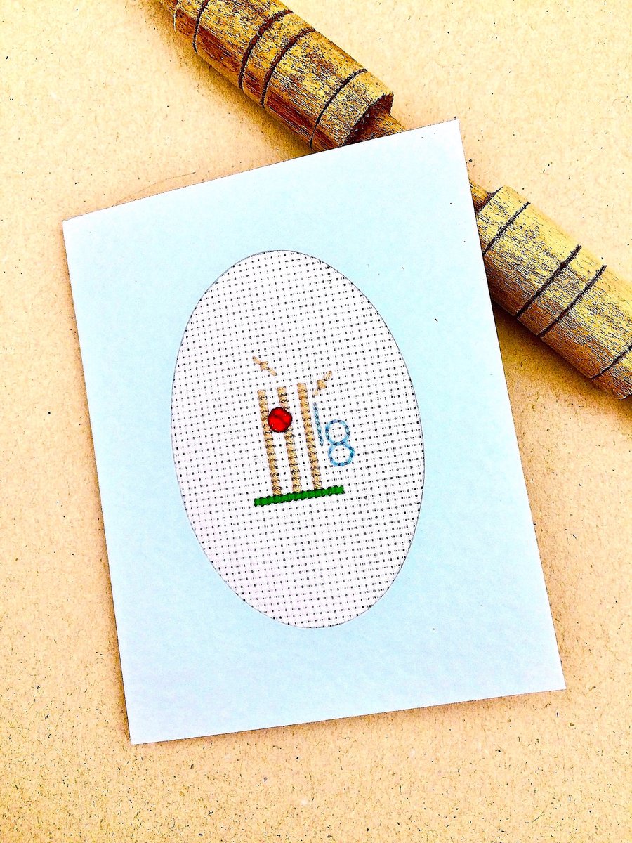 18th, 21st, 30th, 40th, 50th, 60th 70th Birthday Cross Stitch Cricket Card
