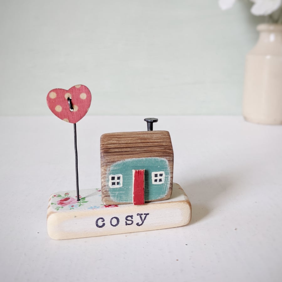 Little Wooden Handmade House and Base in a Bag - cosy