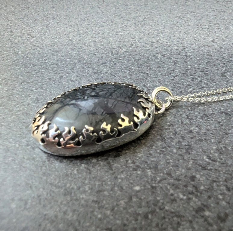 Picasso Marble B & Sterling Silver Pendant