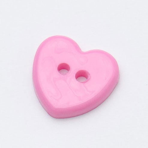 10 Pink heart buttons, flat 2 hole sewing, knitting, crochet buttons 13mm